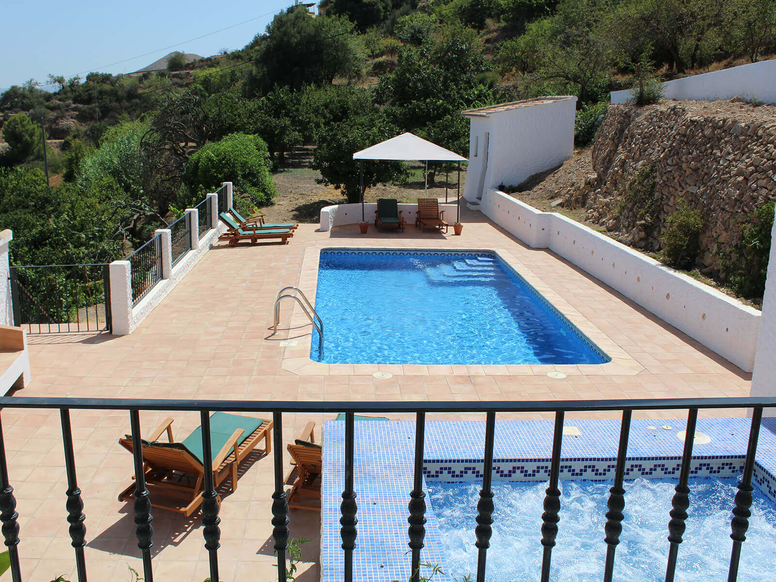 8m x 4m gated, private pool with sun loungers and spectacular views.